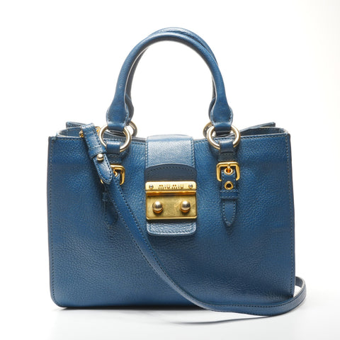 Miu Miu Leather 2way Handbag blue WS25315