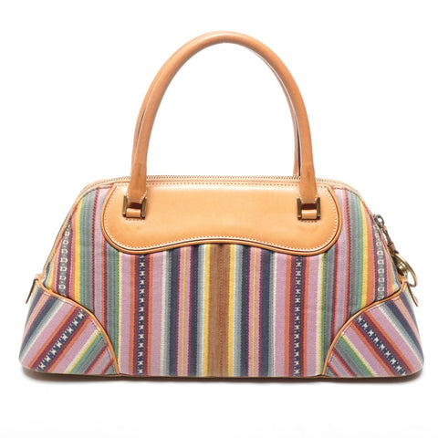 Christian Dior 2002 Montaigne Cadillac John Galliano Canvas Leather Handbag multicolor WS25324