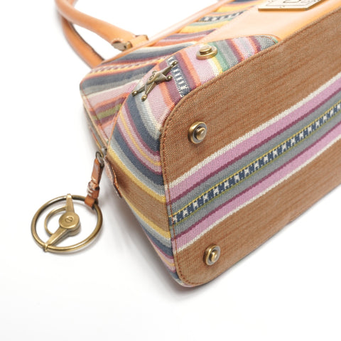 Christian Dior 2002 Montaigne Cadillac John Galliano Canvas Leather Handbag multicolor WS25324