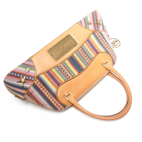 Christian Dior 2002 Montaigne Cadillac John Galliano Canvas Leather Handbag multicolor WS25324