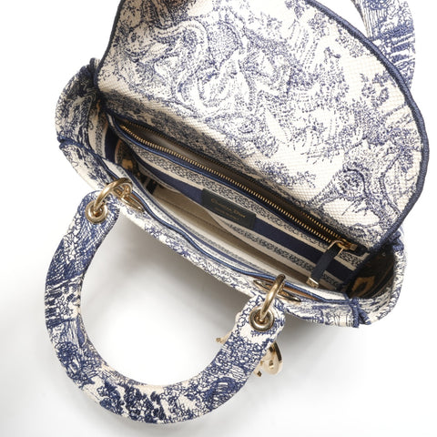 Christian Dior LADY D-LITE Lady Dior Canvas 2way Handbag White black WS25327