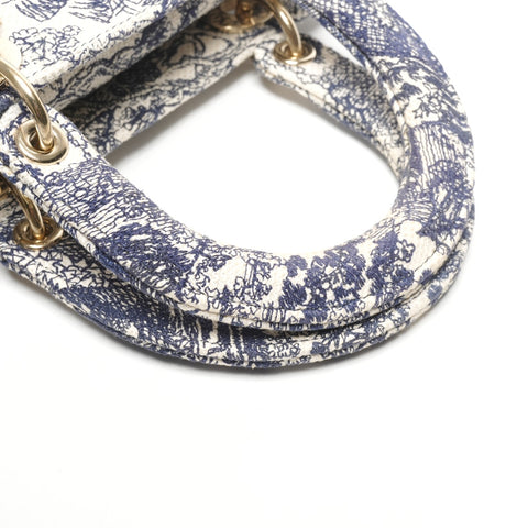 Christian Dior LADY D-LITE Lady Dior Canvas 2way Handbag White black WS25327