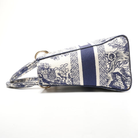 Christian Dior LADY D-LITE Lady Dior Canvas 2way Handbag White black WS25327