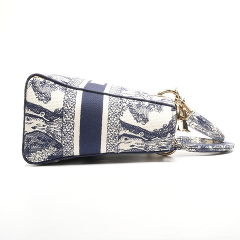 Christian Dior LADY D-LITE Lady Dior Canvas 2way Handbag White black WS25327