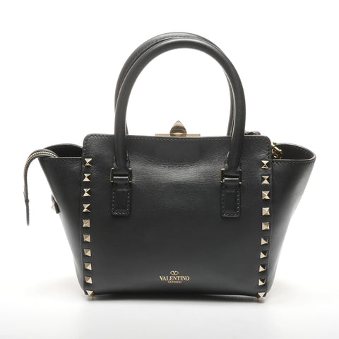 VALENTINO Leather Rock Studs Small 2way Handbag black WS25328