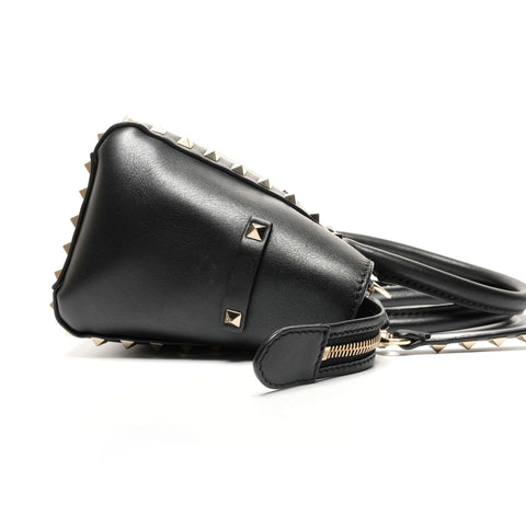 VALENTINO Leather Rock Studs Small 2way Handbag black WS25328