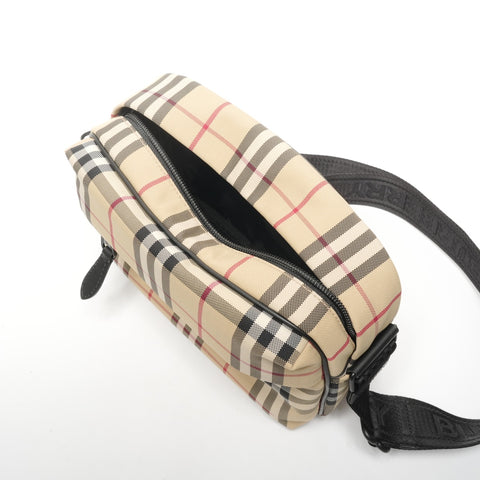 BURBERRY Paddy Nova Check Canvas Shoulder Bag beige WS25331