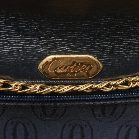 CARTIER Sapphire Chain Leather Shoulder Bag black WS25334