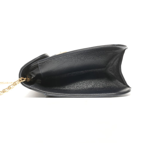 CARTIER Sapphire Chain Leather Shoulder Bag black WS25334