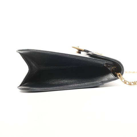 CARTIER Sapphire Chain Leather Shoulder Bag black WS25334