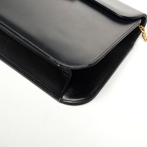 CARTIER Sapphire Chain Leather Shoulder Bag black WS25334