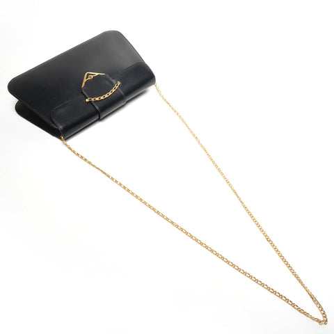 CARTIER Sapphire Chain Leather Shoulder Bag black WS25334