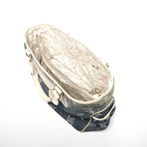 CELINE Denim Embossed Leather Boogie Macadam Handbag blue WS25335