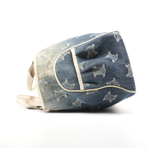 CELINE Denim Embossed Leather Boogie Macadam Handbag blue WS25335