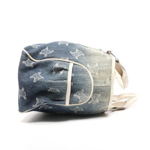 CELINE Denim Embossed Leather Boogie Macadam Handbag blue WS25335