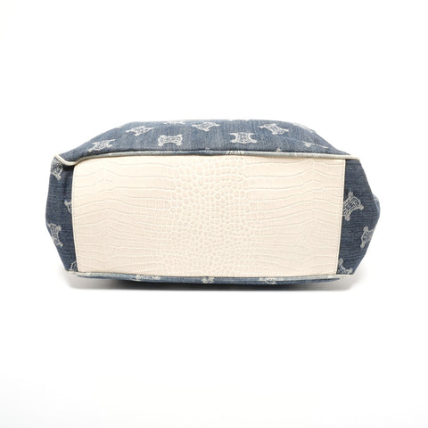 CELINE Denim Embossed Leather Boogie Macadam Handbag blue WS25335