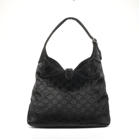 GUCCI Velour New Jackie Silver Metal one belt Shoulder Bag black WS25336