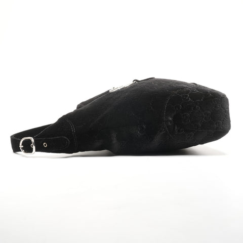 GUCCI Velour New Jackie Silver Metal one belt Shoulder Bag black WS25336