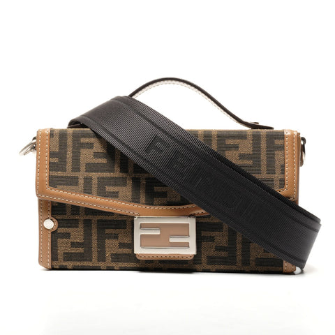 FENDI Zucca Bucket Trunk Canvas Handbag Brown WS25340