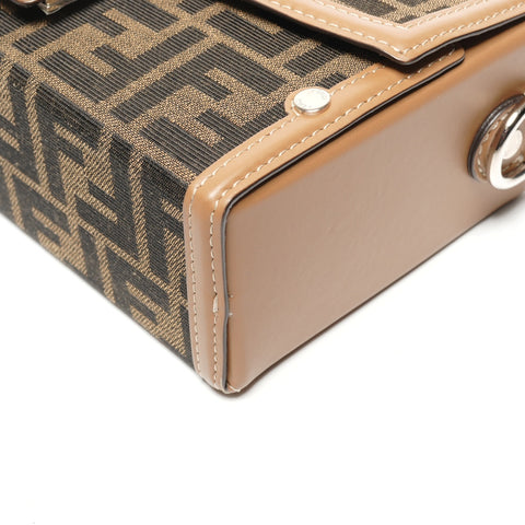FENDI Zucca Bucket Trunk Canvas Handbag Brown WS25340