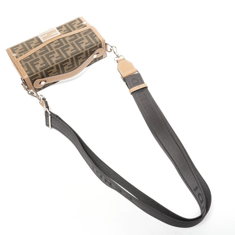 FENDI Zucca Bucket Trunk Canvas Handbag Brown WS25340