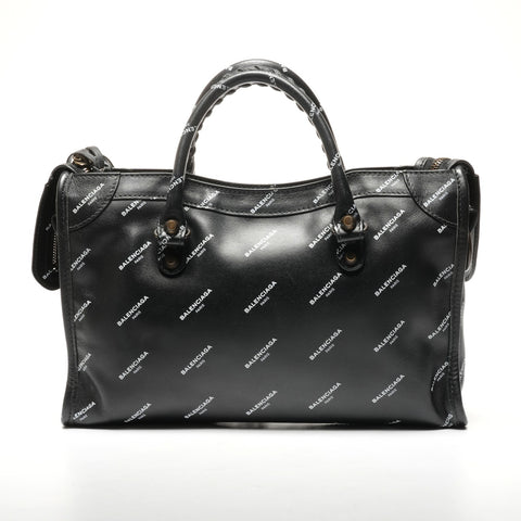 BALENCIAGA Classic City Leather Graphic Handbag black WS25342