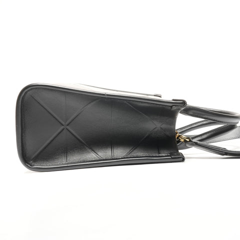 PRADA Leather 2-way Symbol Topstitch Small Handbag black WS25343