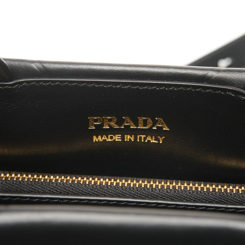 PRADA Leather 2-way Symbol Topstitch Small Handbag black WS25343
