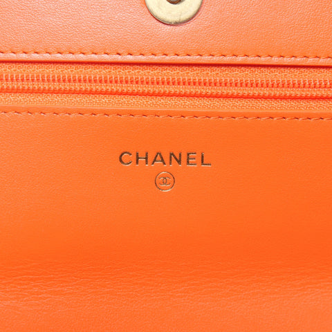 CHANEL 2019 Chanel 19 Chain Wallet Matelasse Lambskin Shoulder Bag Orange WS25344