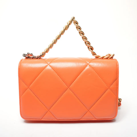 CHANEL 2019 Chanel 19 Chain Wallet Matelasse Lambskin Shoulder Bag Orange WS25344