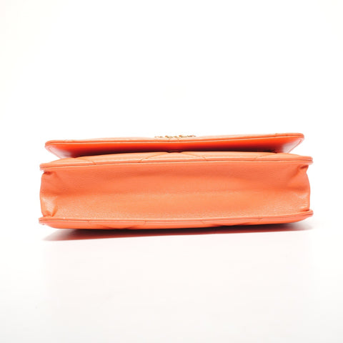 CHANEL 2019 Chanel 19 Chain Wallet Matelasse Lambskin Shoulder Bag Orange WS25344