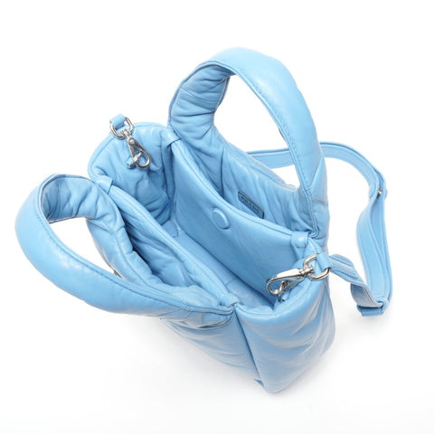 PRADA 2-way Padded Mini Soft Nappa Leather Handbag blue WS25345