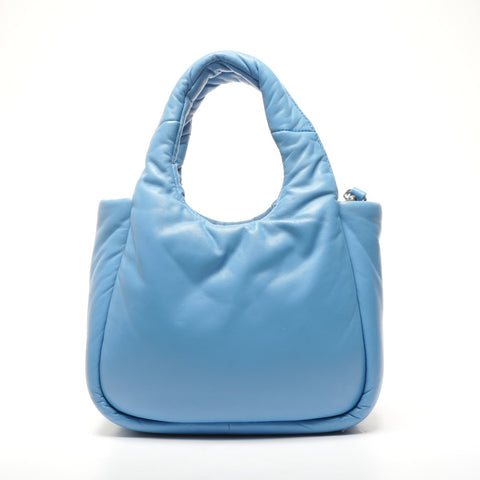 PRADA 2-way Padded Mini Soft Nappa Leather Handbag blue WS25345