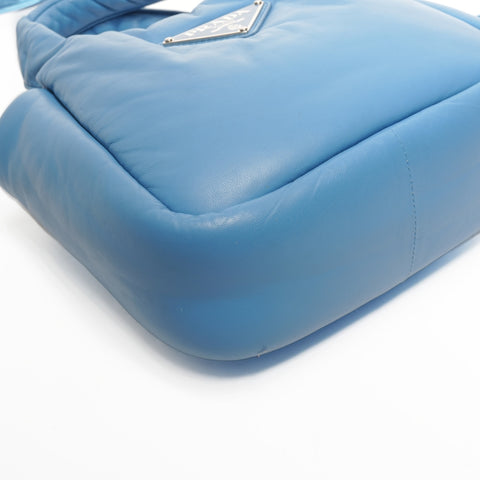 PRADA 2-way Padded Mini Soft Nappa Leather Handbag blue WS25345