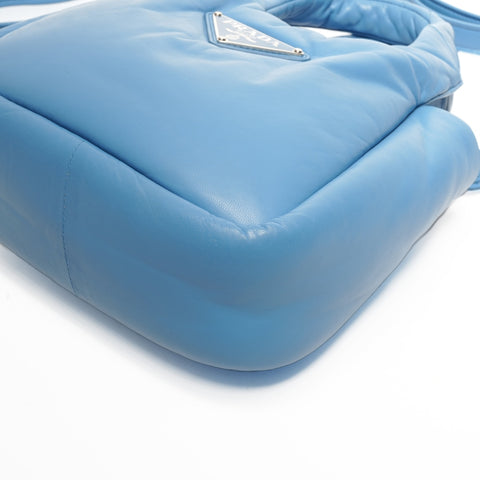 PRADA 2-way Padded Mini Soft Nappa Leather Handbag blue WS25345