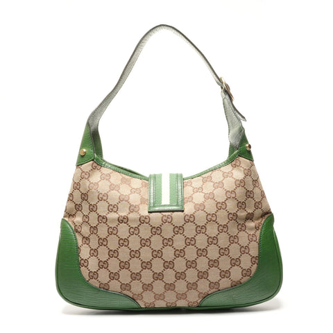 GUCCI GG canvas Sherry one belt Shoulder Bag Green brown WS25346