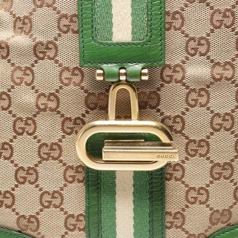 GUCCI GG canvas Sherry one belt Shoulder Bag Green brown WS25346