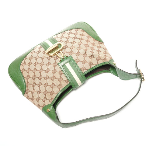 GUCCI GG canvas Sherry one belt Shoulder Bag Green brown WS25346