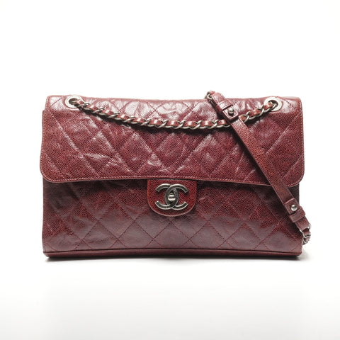 CHANEL No. 18 2013-2014 Leather Chain Flap Matelasse Shoulder Bag Red WS25347