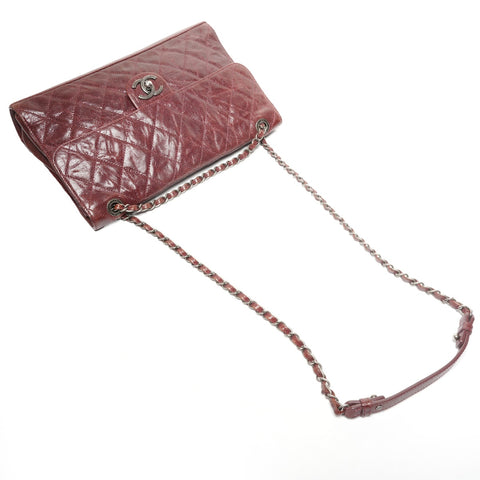 CHANEL No. 18 2013-2014 Leather Chain Flap Matelasse Shoulder Bag Red WS25347