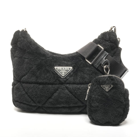 PRADA Boa Mouton Shoulder Bag black WS25348