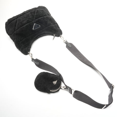 PRADA Boa Mouton Shoulder Bag black WS25348