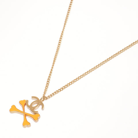 CHANEL 03P 2003 Crossbone COCO Mark Necklace gold WS25349