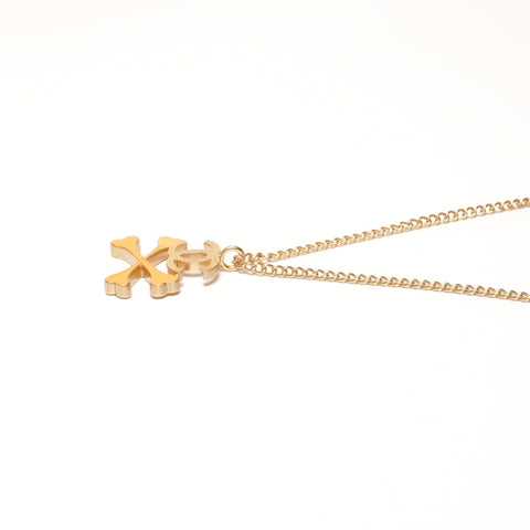 CHANEL 03P 2003 Crossbone COCO Mark Necklace gold WS25349