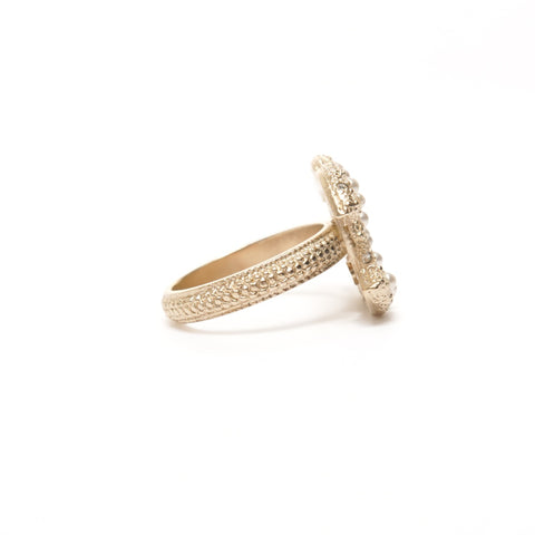 CHANEL A16V #11COCO Mark Rhinestone Pearl Ring gold WS25352
