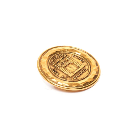 CHANEL 1980 Cambon Circle Brooch gold WS25353