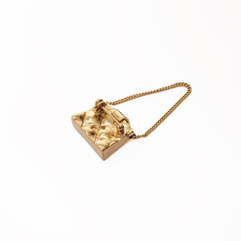 CHANEL 02P 2002 COCO Mark Matelasse Brooch gold WS25355
