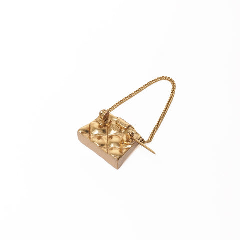 CHANEL 02P 2002 COCO Mark Matelasse Brooch gold WS25355