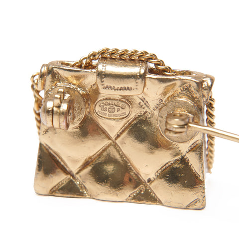 CHANEL 02P 2002 COCO Mark Matelasse Brooch gold WS25355