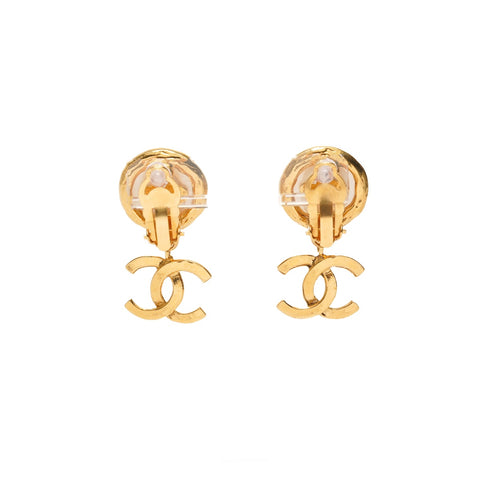 CHANEL 93A 1993 COCO Mark Pearl Drop Earring gold WS25356